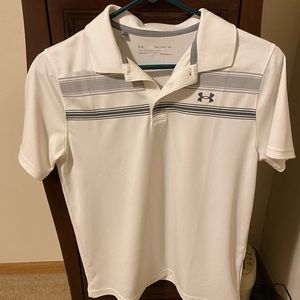 Boys under armour XL white polo